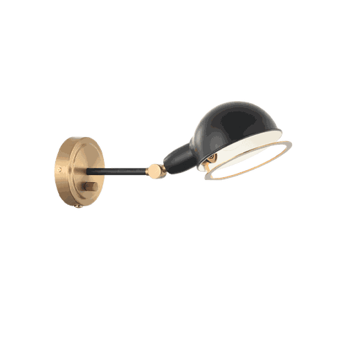 Aged Gold Brass Black One Light Wall Sconce from the Blare Collection
