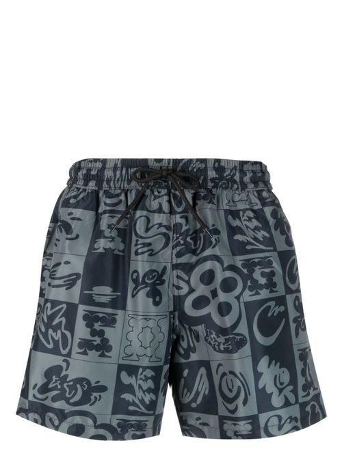 Checkerboard-print swim shorts - Black