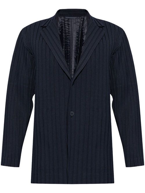 V-neck plissé jacket - Blue