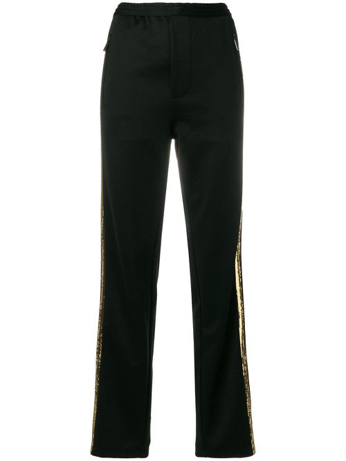 Sequin embellished track pants - Black