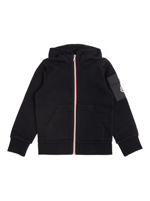 Kids Full-Zip Hoodie with Kangaroo Pocket and Logo Patch