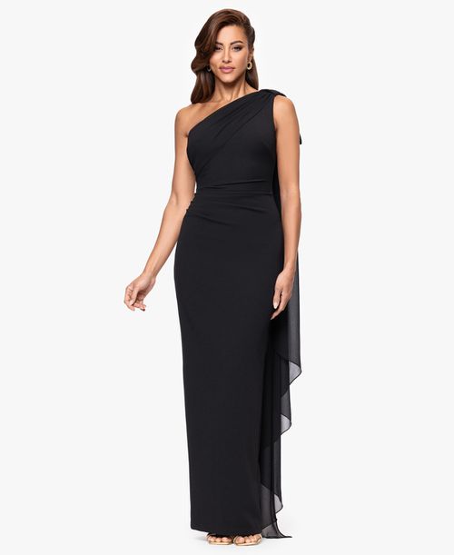 Women's One Shoulder Sash Dress - Black