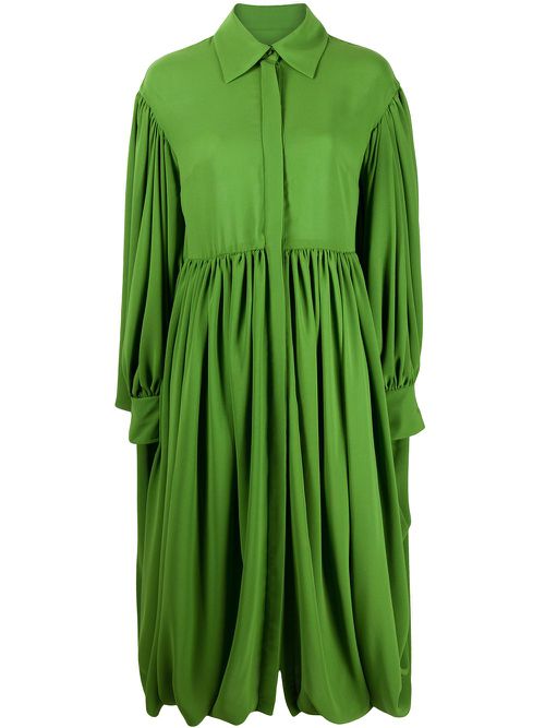 Valentino Garavani gathered hem pleated shirt dress - Green