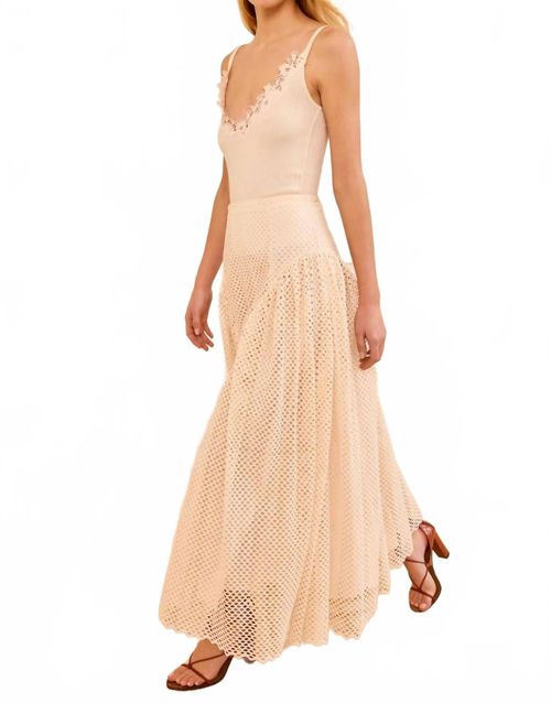 Faun Eyelet Cotton Midi Skirt In Cowrie
