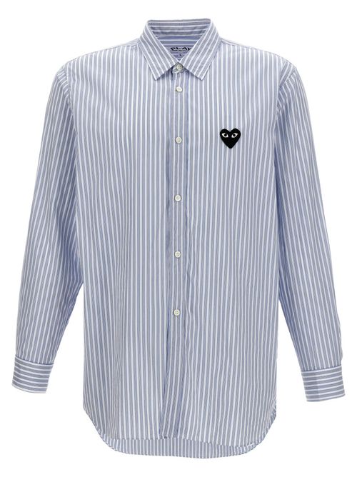 Light Blue Logo patch striped shirt