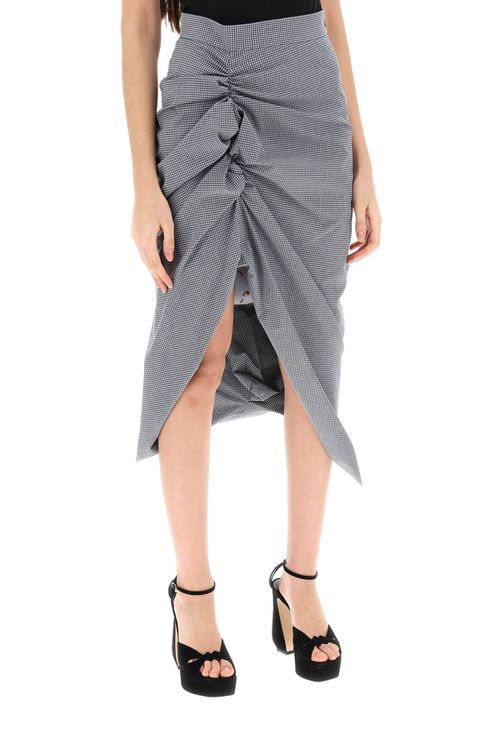 -Gonna Midi Panther Con Motivo Vichy-Donna
