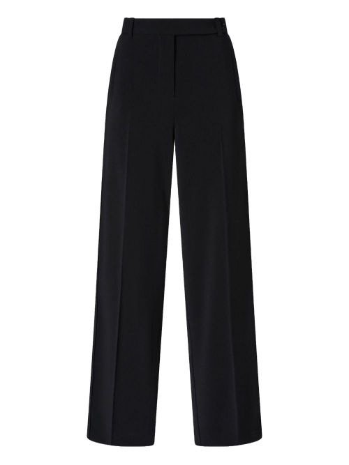 Pleated Straight-Leg Trousers — Black