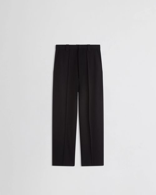 Oversized High-Waist Wool Trousers — Black