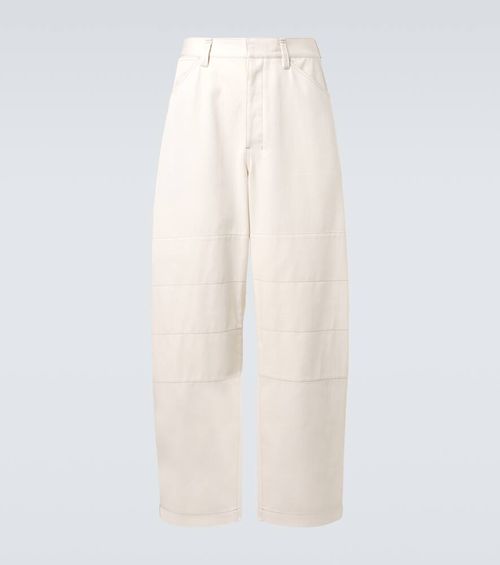 Cotton drill barrel-leg pants