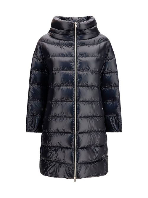 Quilted Midi Down Jacket — Black