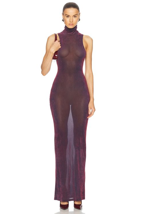 PRISCAVera Turtleneck Maxi Dress in Sugar Plum - Burgundy.  S also in