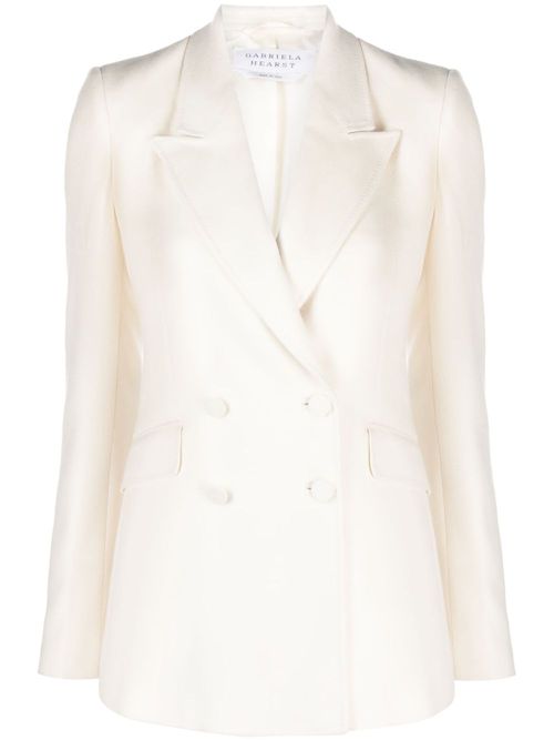 Double-breasted silk blazer - Neutrals
