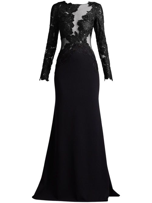 Sheer-panelled gown - Black