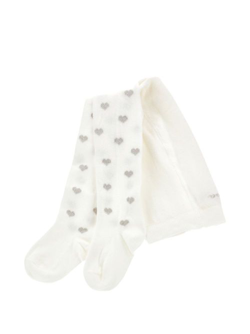 Heart-patterned tights - White