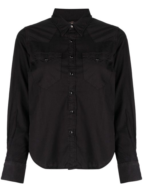 Long-sleeved panelled shirt - Black