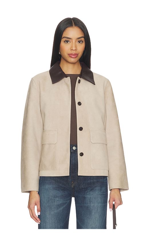 Theory Patch Boxy Jacket in Tan. L. Also in M