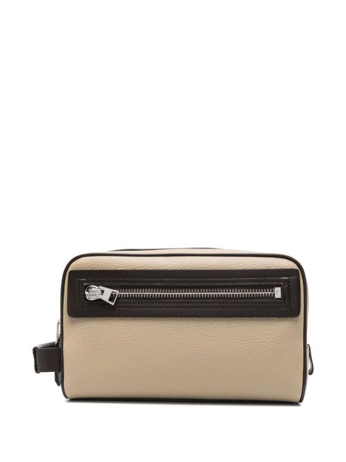 Logo-print wash bag - Brown