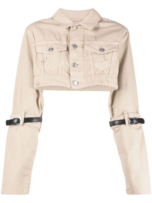 Cropped denim jacket - Neutrals