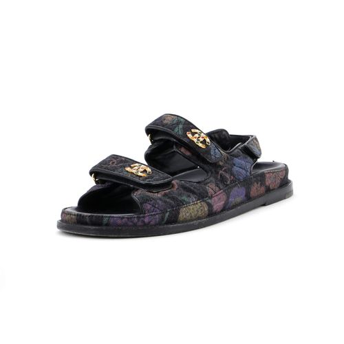 Women's Velcro Dad Sandals Quilted Printed Denim