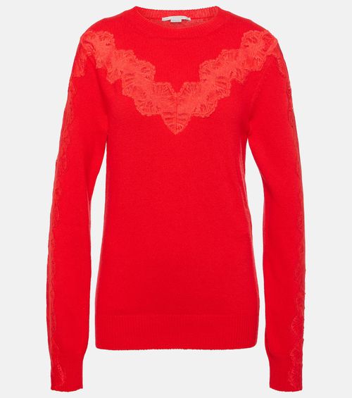 Lace-trimmed wool sweater