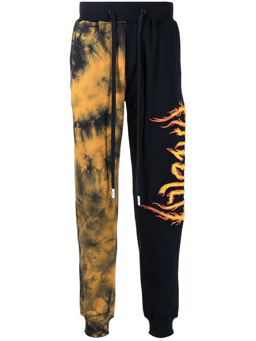 Tie-dye print track pants - Black