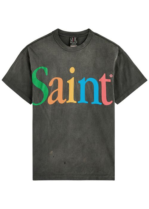 Logo-print Distressed Cotton T-shirt - Black