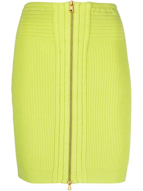 Ribbed zipped skirt - Yellow