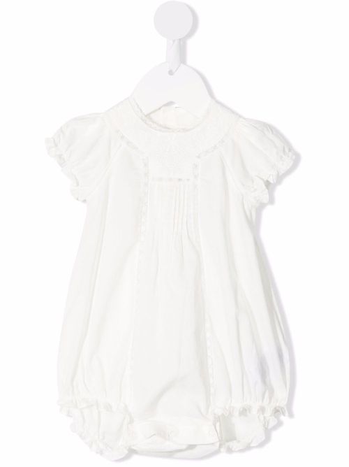 Embroidered cotton romper - White