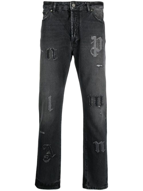 Monogram-patch slim jeans