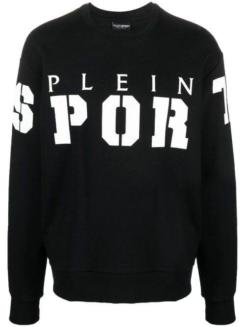 LS logo-print cotton jumper - Black