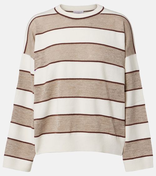 Striped wool, cashmere, and silk sweater