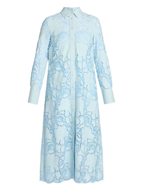 Floral-lace shirt dress - Blue