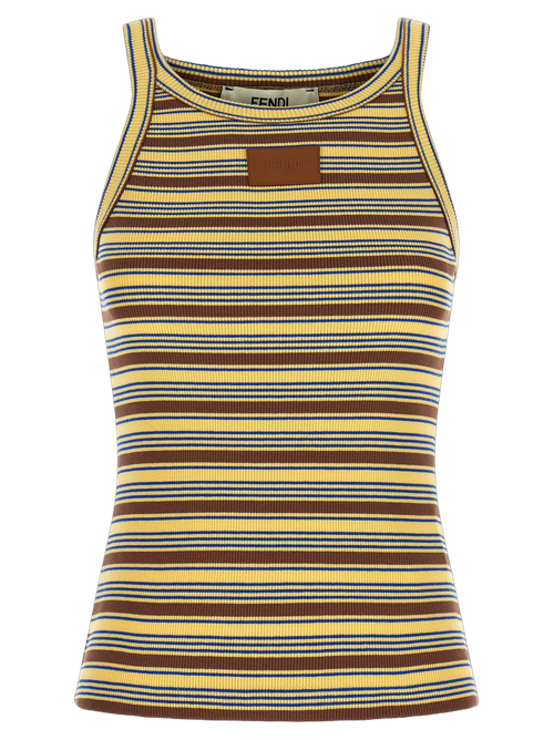 Striped Ribbed Cotton Tank Top — Multicolor