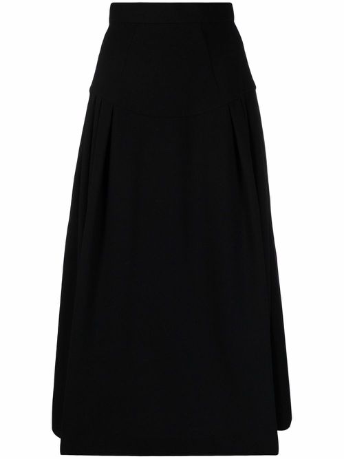 A-line silk midi skirt - Black