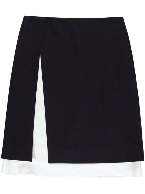 Contrasting-border zip-up skirt - Black
