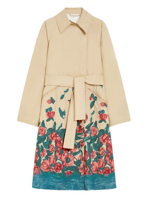 Floral-print belted trench coat - Neutrals
