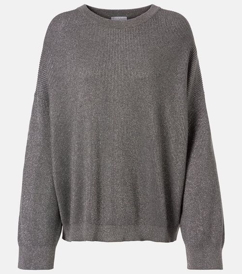 Cotton-blend lamé sweater