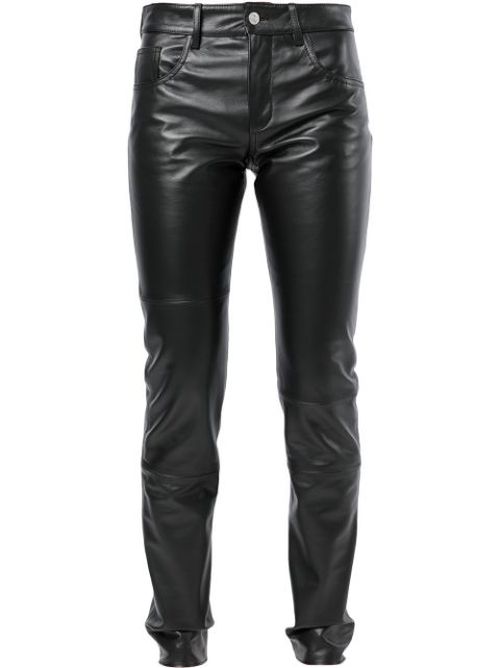 Straight-leg leather trousers