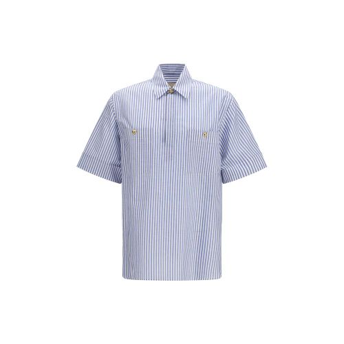 Striped Cotton-Linen Shirt — Blue
