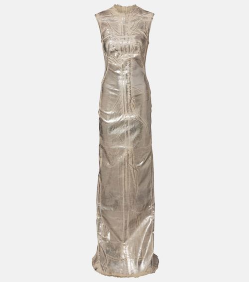 Coated denim maxi dress