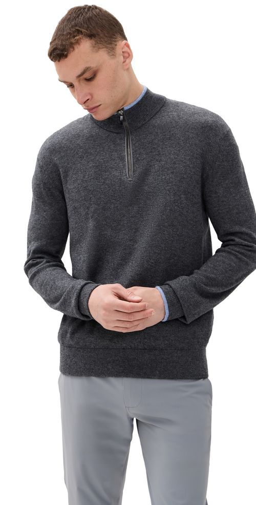 Greyson Sebonack Cashmere Blend Quarter Zip Sweater Dark Grey Heather