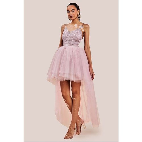 Goddiva High Low Tulle Mini With Lace Bodice - Blush
