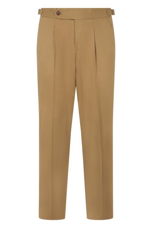Straight Pleated Cotton Trousers for Men