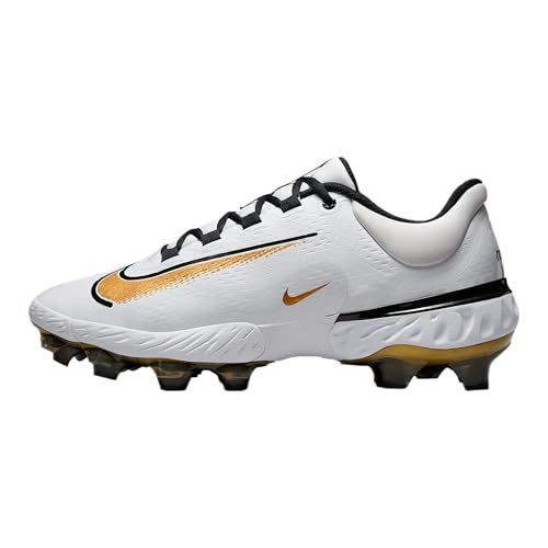 Nike Alpha Huarache Elite 4 Low MCS Men's Baseball Cleats (White/Black/Metallic Gold)