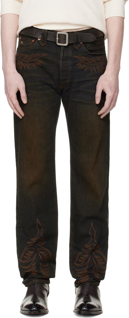 Navy Western Straight Leg Jeans