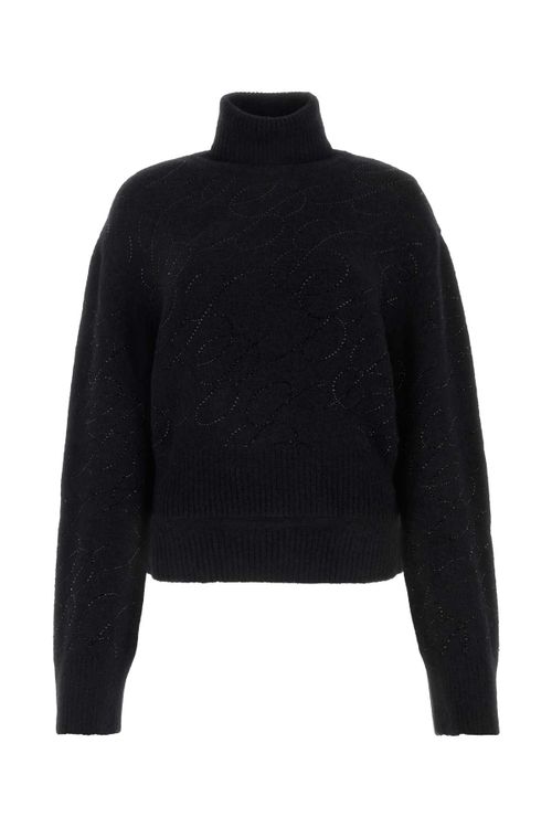 Quilted Alpaca Blend Sweater — Black