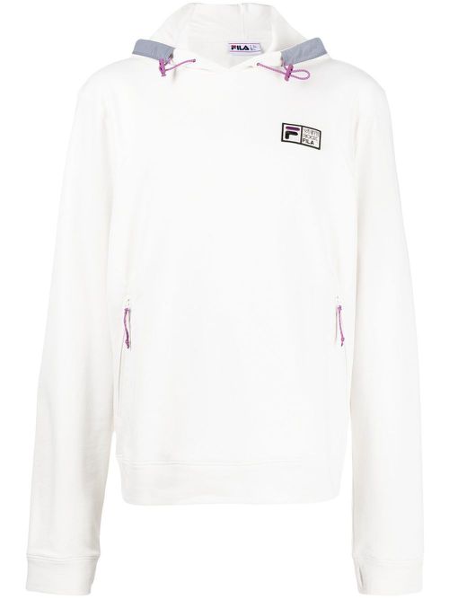 Embroidered-logo toggle hoodie - White