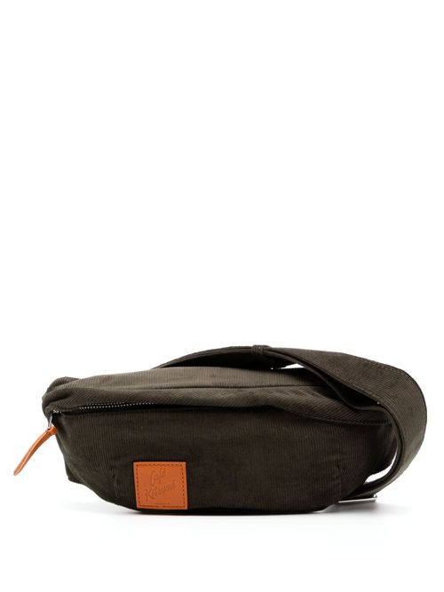Logo-patch corduroy belt bag - Green