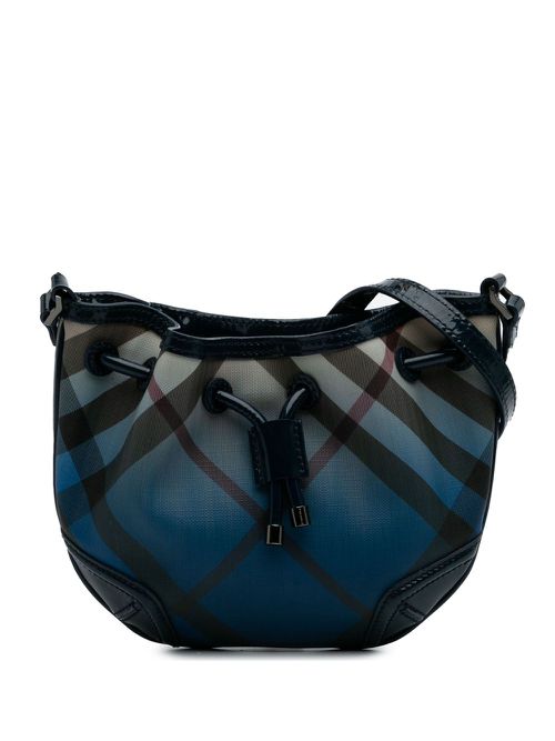 2000-2017 Supernova Check Coated Canvas Gradient Drawstring crossbody bag - Blue
