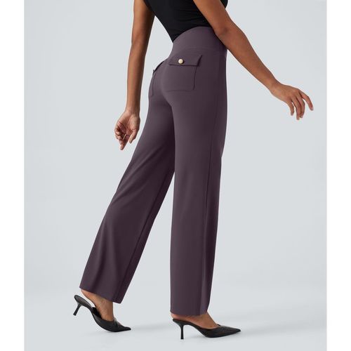 Halara Halara UltraSculpt™ High Waisted Tummy Control Straight Leg Work Trousers with Pockets - Night's Purple - XLregular